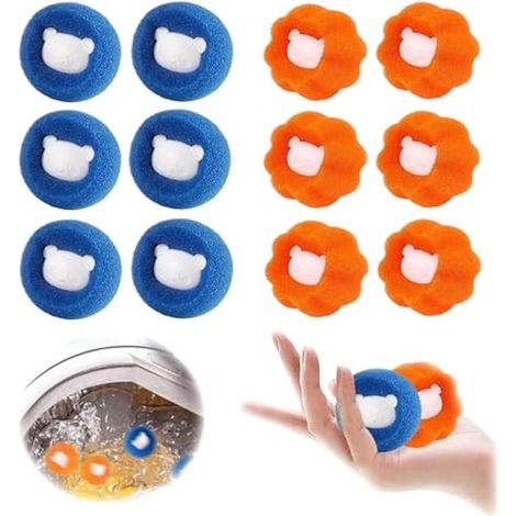 12 Pièces Boule Machine à Laver Anti Poils, Attrape Poils Machine a Laver Réutilisable, pour Soulage Le Vieillissement des Vêtements élimine Efficacement Les Taches Et Les Peluches (1/5)