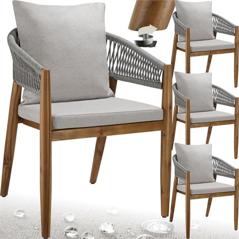 Lot de 4 chaises jardin au design corde housses déperlantes grège