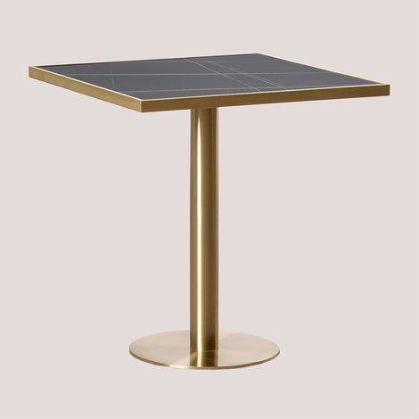 SKLUM Quadratischer Stehtisch aus Steingut (70x70 cm) Manhattan Schwarz                                  