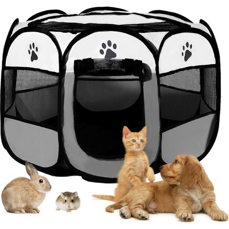 Dog Playpen 74x74x48 cm Pop-Up Design Foldable Enclosure for Cats, Rabbits, Indoor Travel (1/5)