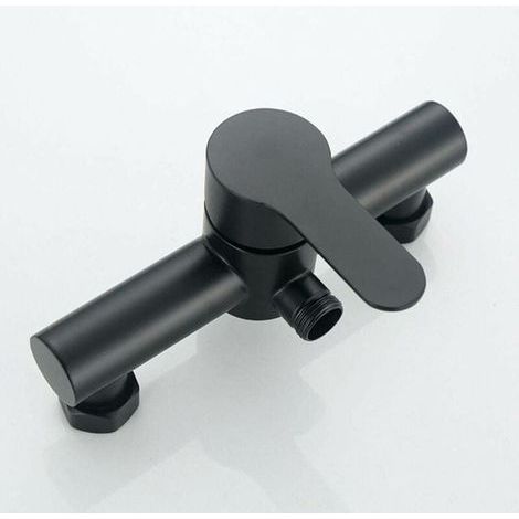 Schwarze, wandmontierte Duscharmatur aus Edelstahl – Hochglänzende Chromoberfläche – Auslaufsicheres Keramikventil – Wandmontage (1/5)