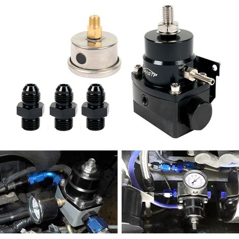 AN6 universal fuel pressure regulator for car modification parts, fuel turbocharger, and fuel pressure gauge with connector. (1/5)