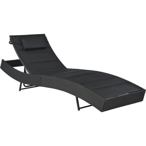 Sonnenliege Poly Rattan und Textilene Schwarz vidaXL