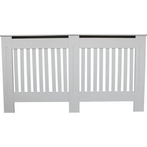 Slatted Radiator Cover White Painted, Wood Radiator Cover White Modern MDF Wall Cabinet for Living Room/Bedroom/Kitchen,H 82 x W 152 x D 19 CM (1/5)