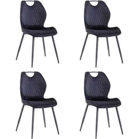 4er Set Esszimmerstühle mit Stoffrückenlehne, Metallbeine, nordischer Stil, Schwarz (1/5)