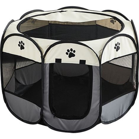 Recinto para animales, poliéster, gris/beige (1/5)