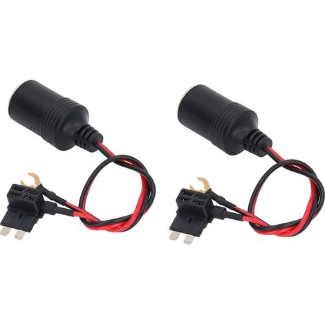 Lot de 2 prises allume-cigare femelles DC 12-24V 8A, longueur 30 cm, compatibles avec la plupart des modèles allemands (1/5)