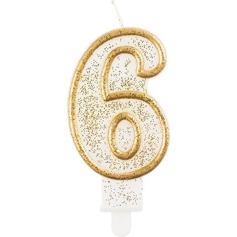 Candela B&C numero 6 con contorno dorato, 1 confezione (1/2)