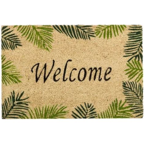 Paillasson Coco Welcome Feuilles - 60x40x1.5cm (1/3)