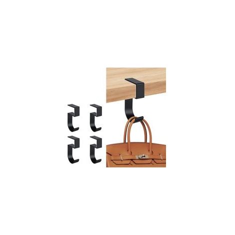 Lot de 4 crochets de bureau portables en aluminium pour étudiant et bureau, Anti dérapant pour table ou Bureau suspension sac à main, Petits Objets