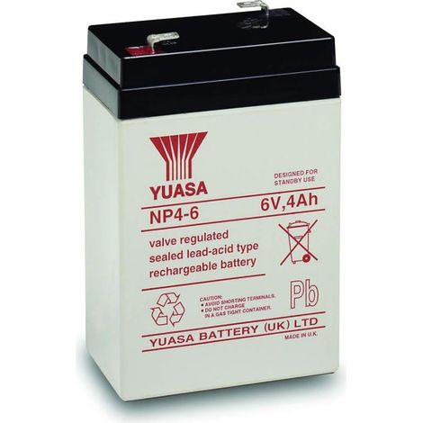 Batteria Al Piombo VRLA Uso Industriale NP4-6 6V 4Ah 70x47x105.5mm Yuasa (1/4)