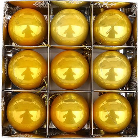 Ornement De Noël - Boule Décorative En Plastique Perlé - Pour Arbre De Noël Intérieur Et Extérieur - Lot De 9 Pièces Doré (1/5)