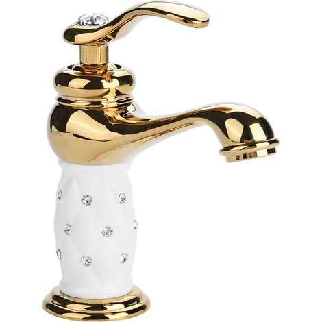 Kaelt - Mitigeur de Lavabo avec Autres Accessoires et de Lavabo Laiton Massif Pour Vasque Salle de Bains Design Moderne Laqué Chromé En Cuivre etterie Salle de Bai(doré) (1/5)