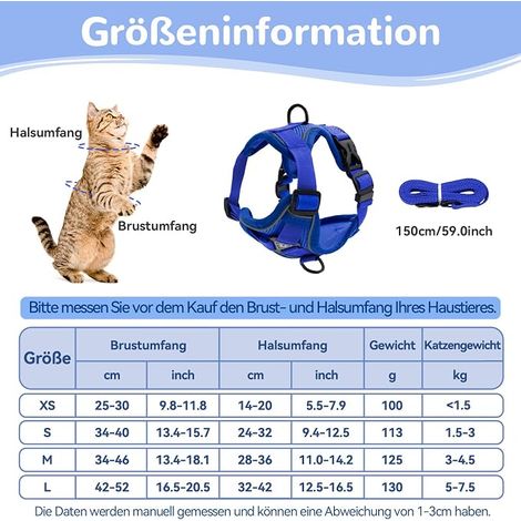 Cat Harness Cat Harness Cat Harness Chest Harness for Cats Puppies Deep Blue M (1/4)