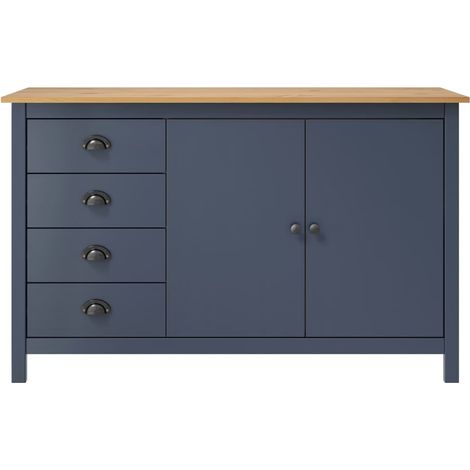Sideboard/Anrichte/Buffet Hill Grau 130x40x80 cm Massivholz Kiefer LXWW180663 (1/4)