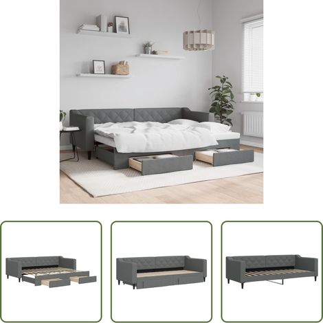 vidaXL Sofa-Bett - Tagesbett Ausziehbar mit Schubladen Dunkelgrau 80x200 cm Stoff (1/5)