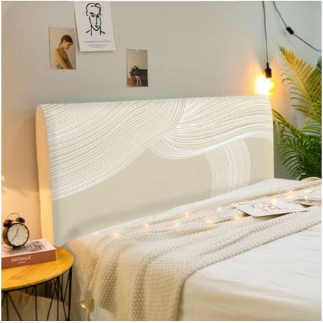 Housse de Tete de Lit 160 cm, Housse Tete de Lit Extensible, Lignes Abstraites Housse de Protection Tête de Lit Déhoussable et Lavable, Anti-poussière 150-170 cm (1/4)