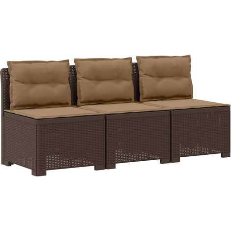 Maison Exclusive - 3-Sitzer Garten Sofa mit Kissen Rattan-Look PP (1/5)