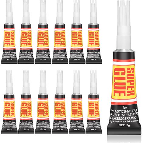 12 Stück Superkleber, Flüssigkleber, Starker Gelkleber, Power-Flüssigkleber mit Dosierfunktion, Starker Kleber für präzise Reparaturen, Flüssigkleber für alle Materialien, Schnelltrocknender, transpar