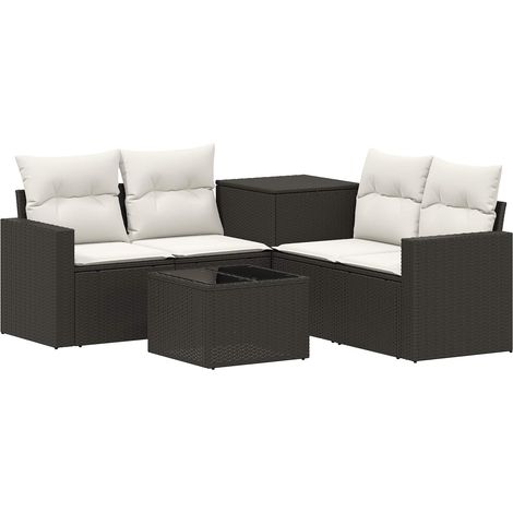 Ensemble de Canapés 6 pc Noir et blanc crème vidaXL (1/5)