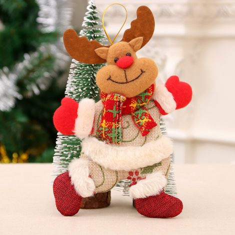Decoraciones navideñas, anciano, muñeco de nieve, ciervo, colgante pequeño, peluche, adornos para el árbol de Navidad, ciervo grande (1/5)