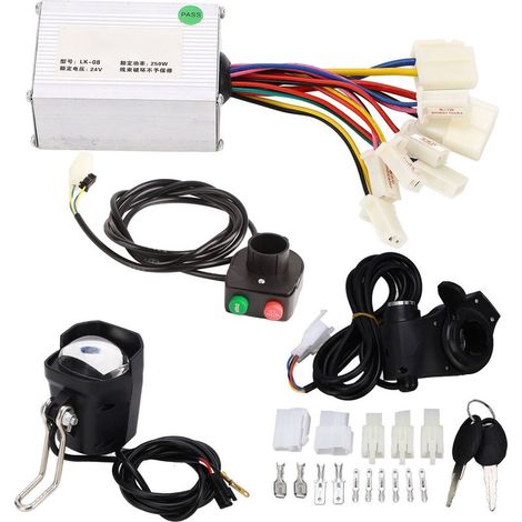 Kit de conversion vélo électrique 24V 250W, contrôleur balais, accélérateur à pouce avec clés, kit phare avant. (1/5)