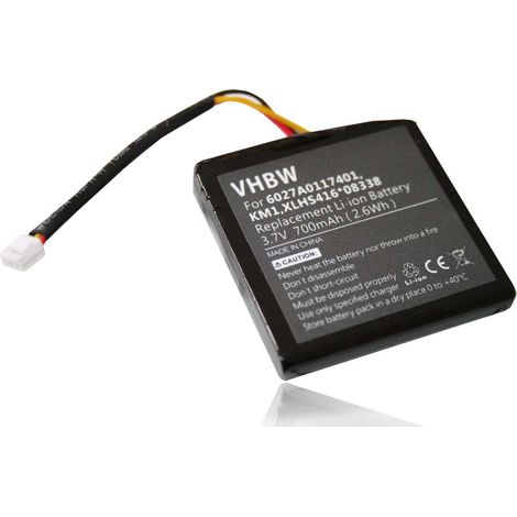vhbw Battery compatible with TomTom Via Live 125, Via Live Euro, Via Live Regional GPS Navigation System Sat Nav (700 mAh, 3.7 V, Li-Ion)