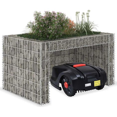 Garage tondeuse à gazon lit surélevé-Jardinière à gabion 110x80x60 cm Fil en acier
