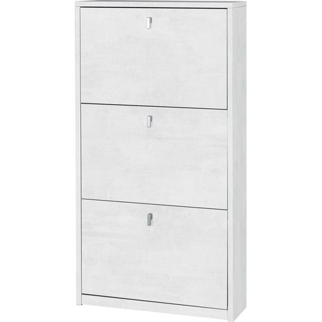 Scarpiera 3 Ante 63x117x18 cm Ossido Bianco (1/2)