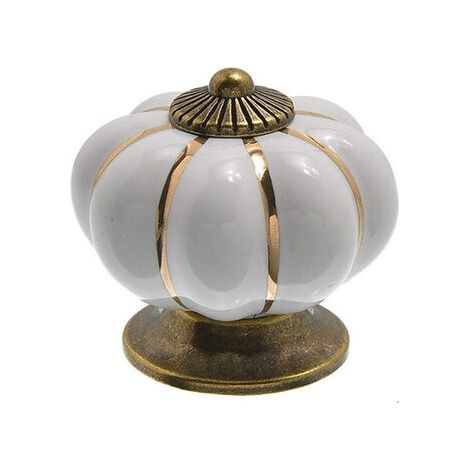 Set di 5 pomelli in ceramica per mobili, stile vintage, con viti, per armadi, cassetti e comò - Bianco