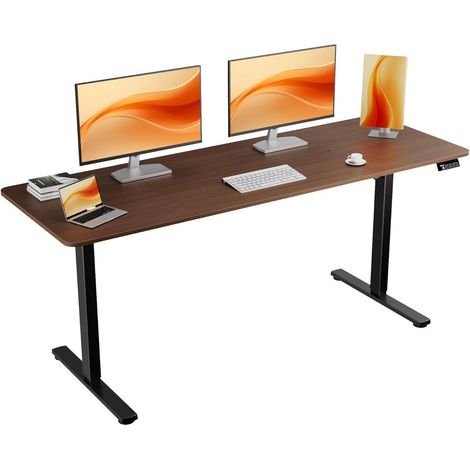 Elektrischer Schreibtisch 170x60cm höhenverstellbar mit Schwarznuss Tischplatte (1/5)