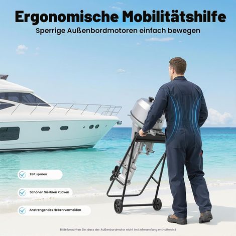 Außenborder Transportwagen,Trolley Aussenborder Ständer, Motorständer Bootsmotor Faltbar Bollerwagen für Transport bis 30PS/40Kg Außenborder (1/5)