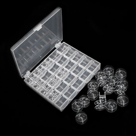 Sicai 25 Stück Nähmaschinenspulen, Kunststoffspulen mit Aufbewahrungsbox (transparent)