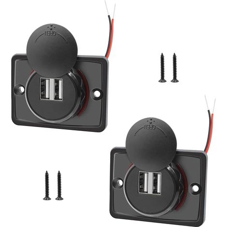 (2 pièces) Prise USB 12 V, double prise USB 12 V pour camping-car, chargeur de voiture USB 3,1 A, chargeur de voiture USB pour voiture, bus, camping-car et bateau (1/5)