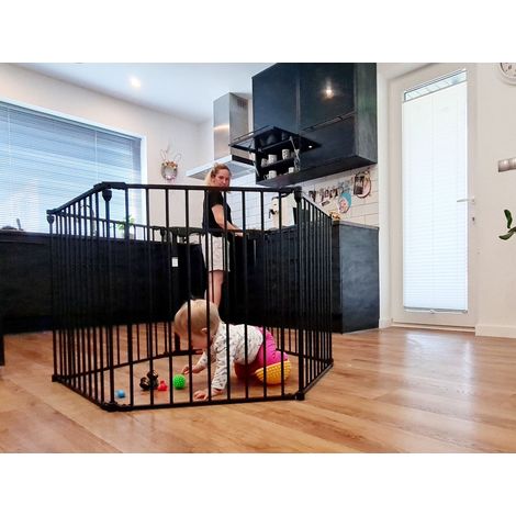 Kinderlaufstall, universell, schwarz, XL