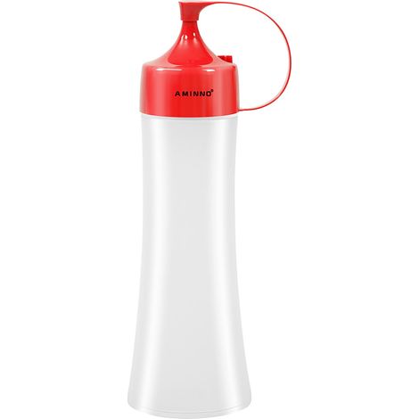 Bouteille Assaisonnement Press - 400 ml - Ouverture Contrôlée - Couvercle Intégré - PE - Pour Ketchup Vinaigre Miel Sauce - 1 Pièce (1/4)