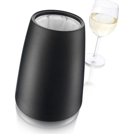 Seau refroidisseur à vin noir – Refroidissement rapide sans glaons – Coque rigide – Manchon amovible avec gel cryogénique – Dimensions 15.3 x 15.3 x 21 cm (1/3)