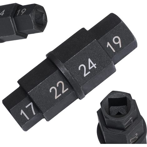 Applicable Outil d'essieu Hexagonal pour Roue d'essieu Avant de Moto, 3/8 Pouces 17mm 19mm 22mm 24mm Allen Spindle Socket Driver (1/5)