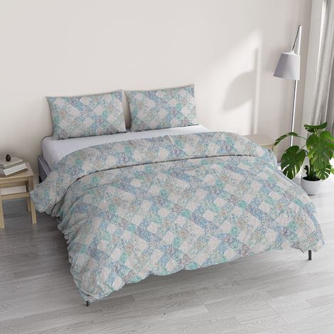 Housse de Couette avec Sac et taies d'oreiller imprimés, EVA BLU, pour lit Double (1/3)
