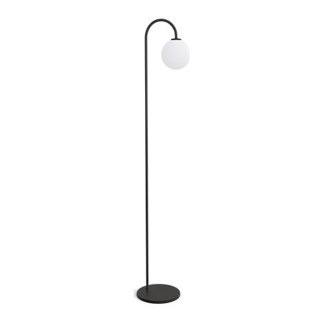 Ballon Lampadaire Noir, Verre Opale, Gradateur Sur Cordon 1x G9