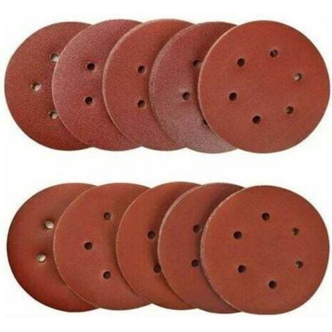 100 Pièces 150mm disques abrasifs Disque de Ponçage Disques Abrasifs 40/80/120/180/320/600/800/1000/1500/2000 Grain Idéal pour Poncer/ Polir/ Dérouiller pour ponceuse excentrique de 6 trous B--TRIMEC