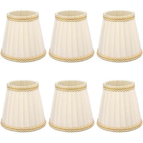 Abat-jour, 6 Pièces Petit Abat-jour Clip sur Tambour Abat-jour Tissu pour Lustre Bougie Ampoules Accessoires D'éclairage E14, Pinces (1/4)