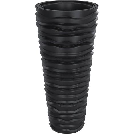 Jardinière Bac à fleurs et intérieur amovible anthracite aspect rainuré (1/5)