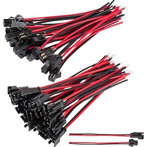 Connecteurs JST SM 2 broches 22 AWG avec câble 150 mm, lot de 30 paires mâle femelle pour bande LED et éclairage LED (1/5)