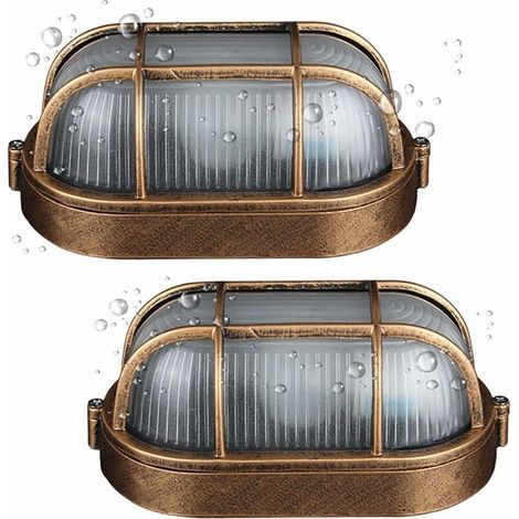 (2 pack)Applique D'extérieur,Lampe Ovale En Aluminium Moulé Sous Pression Applique,Murale Marine Nautique Lumière Vintage Industrielle,Lampe De Bateau,Décoration Mur Patio Couloir Lampes abat-jour (1/5)