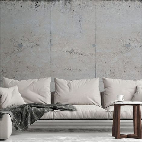 Photo wallpaper Profhome 392541 hot embossed non-woven wallpaper smooth in concrete look matt grey beige green 1.59 m x 2.8 m (1/4)
