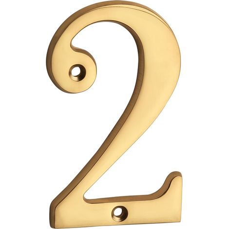 Chiffre de Maison 10 cm - 1 Pièce - Laiton Poli Doré - Design Courbé Moderne - Pour Porte et Boîte aux Lettres - Taille 10 cm (1/5)