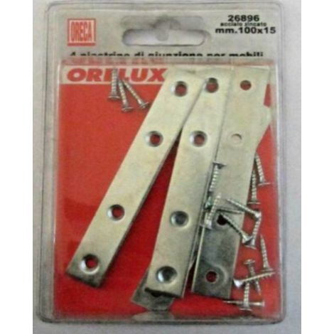 ORECA - 4 PIASTRINE DI GIUNZIONE DRITTEIN ACCIAIO ZINCATO 100X15MM