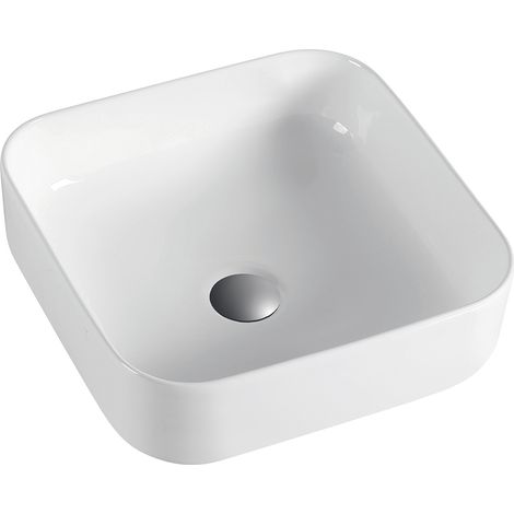 Lavabo Sobre Encimera Cerámico  Blanco Brillo  Lavadero Baño Cerámico Sobremesa  39cm x 39cm (1/3)