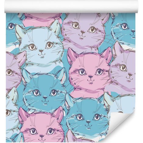 Papier peint Petits Chatons Colorés pour Salon et Chambre 50x1000 cm (1/5)